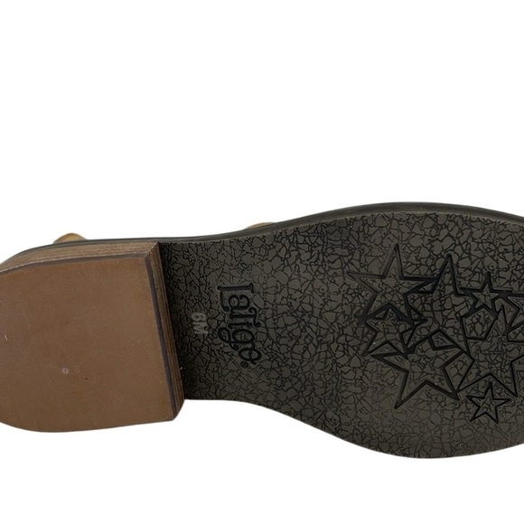 Anthropologie Latigo Tan Leather women’s ankle boots crotchet top size 6 - Picture 8 of 10